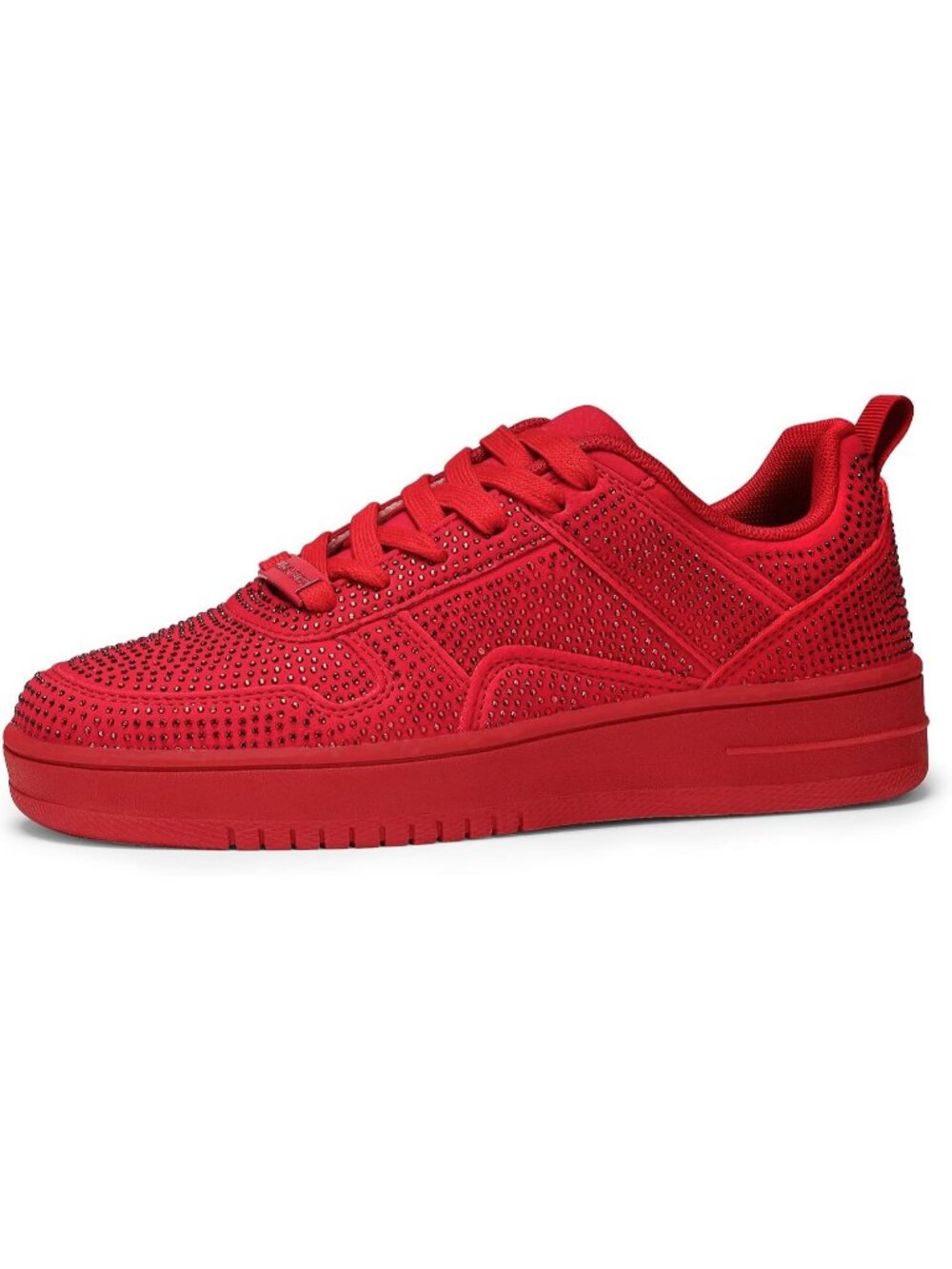 Women's Red Rhinestone Fashion Sparkle Comfortable Walking Athletic Sneakers